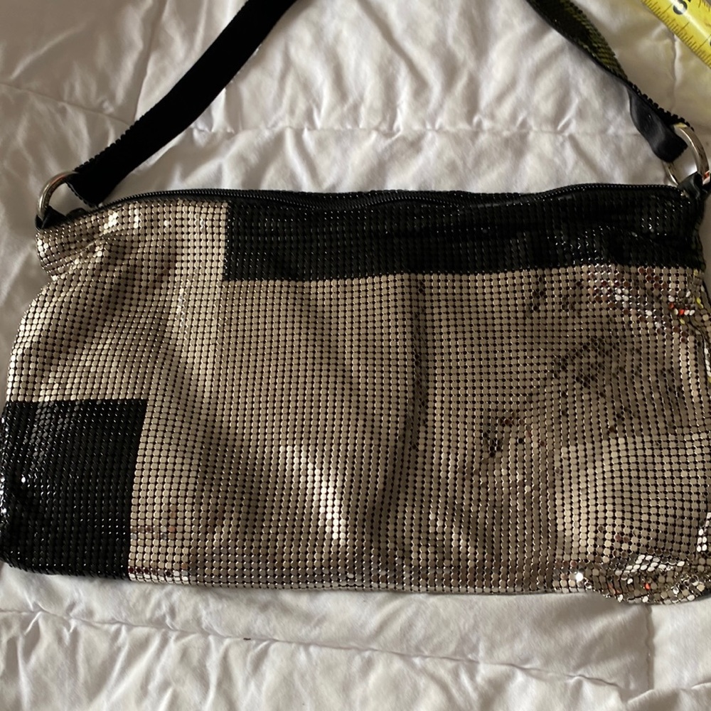 Silver and black sequins purse
